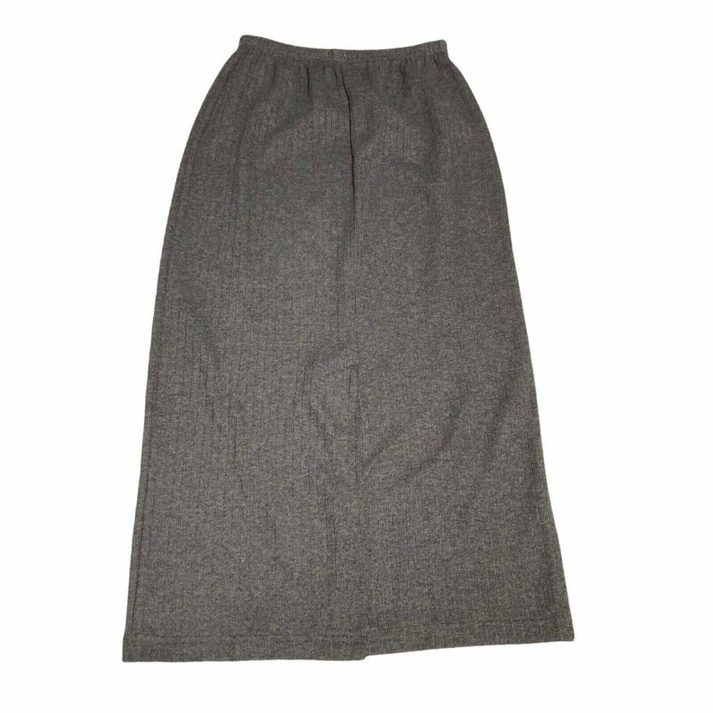 Bobbie Brooks Womens Small Stretch Charcoal Full Length Skirt Back Slit